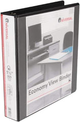 UNIVERSAL - 1-1/2" Sheet Capacity, 11 x 8-1/2", View Ring Binder - Vinyl, Black - USA Tool & Supply