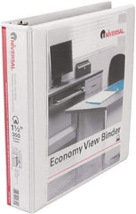 UNIVERSAL - 1-1/2" Sheet Capacity, 11 x 8-1/2", View Ring Binder - Vinyl, White - USA Tool & Supply