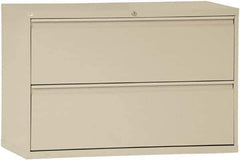 ALERA - 42" Wide x 29" High x 19-1/4" Deep, 2 Drawer Lateral File with Lock - Steel, Putty - USA Tool & Supply