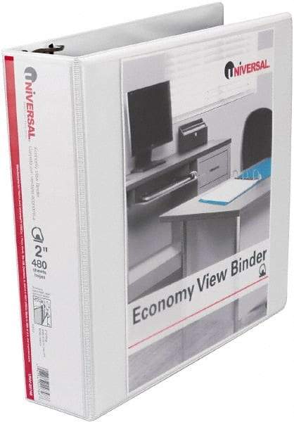 UNIVERSAL - 2" Sheet Capacity, 11 x 8-1/2", View Ring Binder - Vinyl, White - USA Tool & Supply