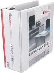 UNIVERSAL - 4" Sheet Capacity, 11 x 8-1/2", View Ring Binder - Vinyl, White - USA Tool & Supply