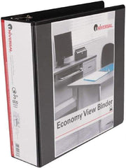 UNIVERSAL - 3" Sheet Capacity, 11 x 8-1/2", View Ring Binder - Vinyl, Black - USA Tool & Supply