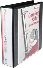 UNIVERSAL - 2" Sheet Capacity, 11 x 8-1/2", View Ring Binder - Heavyweight Paperboard, Suede-Grain Vinyl, Black - USA Tool & Supply