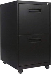 ALERA - 16" Wide x 28-1/2" High x 19.2" Deep, 2 Drawer Mobile Pedestal - Steel, Black - USA Tool & Supply