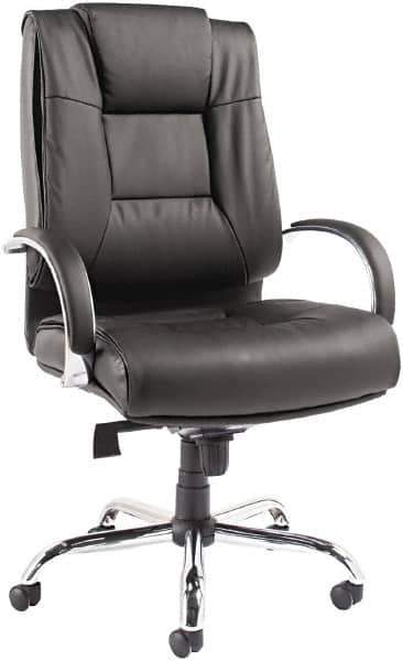 ALERA - 31" High Big & Tall/Petite/24-7 Chair - 22" Wide x 21" Deep, Soft Leather Seat, Black - USA Tool & Supply