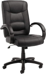 ALERA - 28-1/8" High Office/Managerial/Executive Chair - 21" Wide x 21" Deep, Top-Grain Leather Seat, Black - USA Tool & Supply