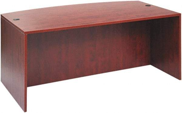 ALERA - Woodgrain Laminate Bow Front Desk - 71" Wide x 35" Deep x 41" High, Medium Cherry - USA Tool & Supply