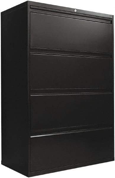 ALERA - 36" Wide x 54" High x 19-1/4" Deep, 4 Drawer Lateral File with Lock - Steel, Black - USA Tool & Supply