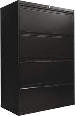 ALERA - 36" Wide x 54" High x 19-1/4" Deep, 4 Drawer Lateral File with Lock - Steel, Black - USA Tool & Supply