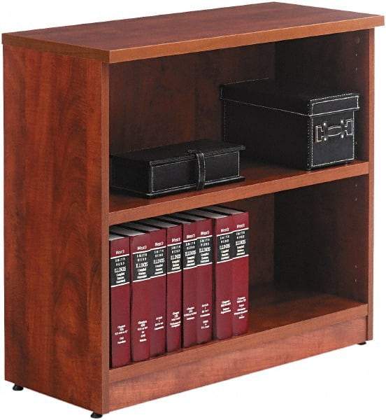 ALERA - 2 Shelf, 29" High x 31" Wide Bookcase - 14" Deep, Wood, Medium Cherry - USA Tool & Supply