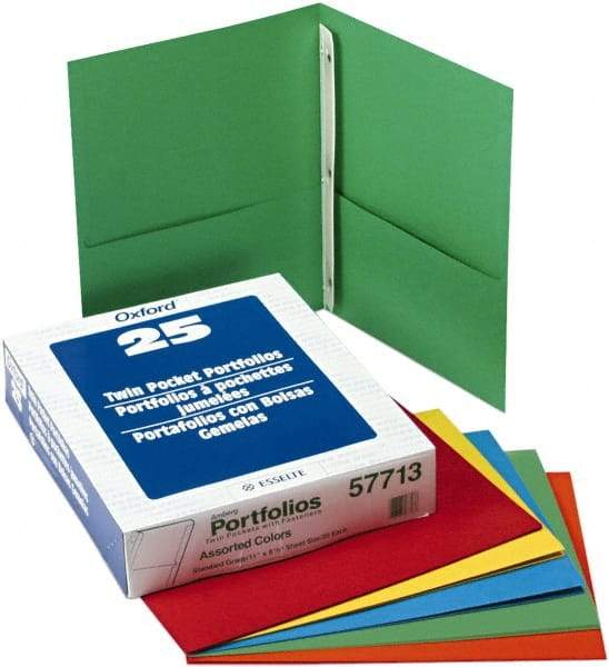 OXFORD - 8-1/2 x 11", Letter Size, Light Blue, Pocket Folders - 11 Point Stock - USA Tool & Supply