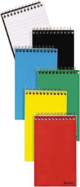 AMPAD - 50 Sheet, 3 x 5", Narrow Memo Book (Top Bound) - Assorted Colors - USA Tool & Supply