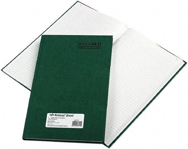 National Brand - 150 Sheet, 12-1/4 x 7-1/4", Record Rule Record/Account Book - Green - USA Tool & Supply