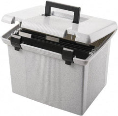 Pendaflex - 1 Compartment, 13 Inch Wide x 14 Inch Deep x 10 Inch High, Portable File Box - Plastic, Granite - USA Tool & Supply