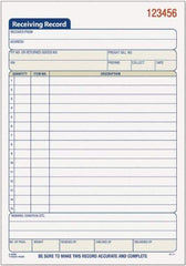 TOPS - 50 Sheet, 5-1/2 x 7-7/8", Receiving Record Book - White - USA Tool & Supply