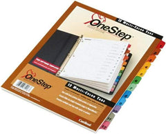 Cardinal - 11 x 8 1/2" 1 to 12" Label, 3-Hole Punched, Preprinted Divider - Multicolor Tabs, White Folder - USA Tool & Supply