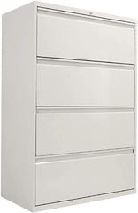 ALERA - 36" Wide x 54" High x 19-1/4" Deep, 4 Drawer Lateral File with Lock - Steel, Light Gray - USA Tool & Supply