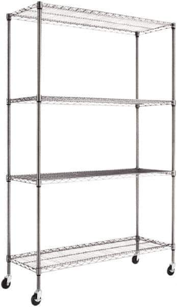 ALERA - 4 Shelf Wire Shelving Unit - 18" Deep x 72" High, - USA Tool & Supply