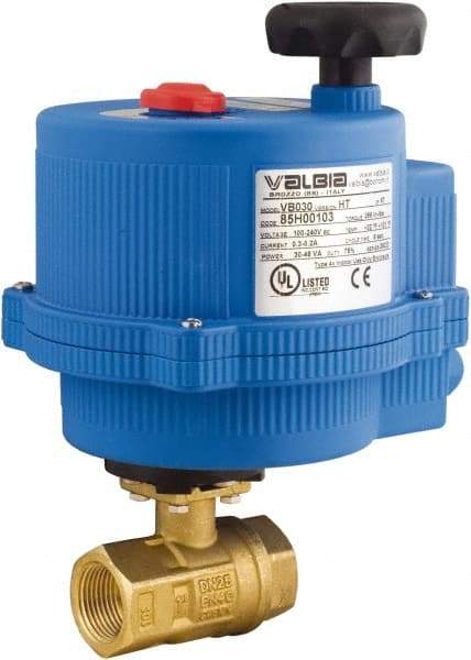 BONOMI - 1/2" Pipe, 100-240 VACV Voltage 600 psi WOG Rating Lead Free Brass Electric Actuated Ball Valve - PTFE Seal, Full Port, 150 psi WSP Rating, NPT End Connection - USA Tool & Supply