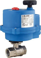 BONOMI - 1" Pipe, 24 VAC, DCV Voltage 1,000 psi WOG Rating 316 Stainless Steel Electric Actuated Ball Valve - PTFE Seal, Full Port, 150 psi WSP Rating, NPT End Connection - USA Tool & Supply