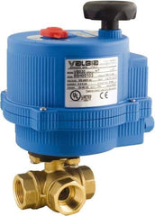 BONOMI - 1-1/2" Pipe, 100-240 VACV Voltage 400 psi WOG Rating Brass Electric Actuated Ball Valve - PTFE Seal, Standard Port, 100 psi WSP Rating, NPT End Connection - USA Tool & Supply