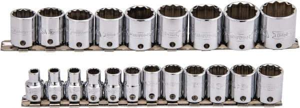 Proto - 21 Piece 3/8" Drive Socket Set - 12 Points, 6mm to 26mm Range, Metric Measurement Standard - USA Tool & Supply