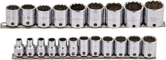 Proto - 21 Piece 3/8" Drive Socket Set - 12 Points, 6mm to 26mm Range, Metric Measurement Standard - USA Tool & Supply