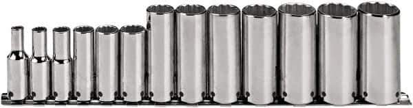 Proto - 13 Piece 3/8" Drive Deep Well Socket Set - 12 Points, 1/4" to 1" Range, Inch Measurement Standard - USA Tool & Supply