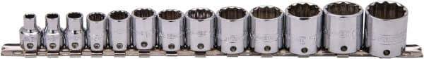 Proto - 13 Piece 3/8" Drive Socket Set - 12 Points, 1/4" to 1" Range, Inch Measurement Standard - USA Tool & Supply