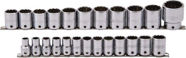 Proto - 24 Piece 1/2" Drive Socket Set - 12 Points, 10mm to 36mm Range, Metric Measurement Standard - USA Tool & Supply