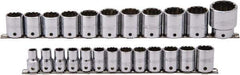 Proto - 24 Piece 1/2" Drive Socket Set - 12 Points, 10mm to 36mm Range, Metric Measurement Standard - USA Tool & Supply
