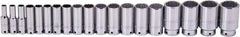 Proto - 19 Piece 1/2" Drive Deep Well Socket Set - 12 Points, 3/8" to 1-1/2" Range, Inch Measurement Standard - USA Tool & Supply