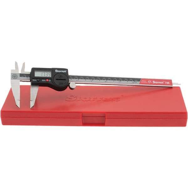 Starrett - 0 to 200mm Range, 0.01mm Resolution, IP67 Electronic Caliper - Stainless Steel with Stainless Steel Jaws, 0.02mm Accuracy, Serial Output - USA Tool & Supply