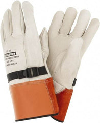 Salisbury by Honeywell - Class 0, Size L (8), 12" Long, Cowhide Leather Protector - Tan/Orange - USA Tool & Supply
