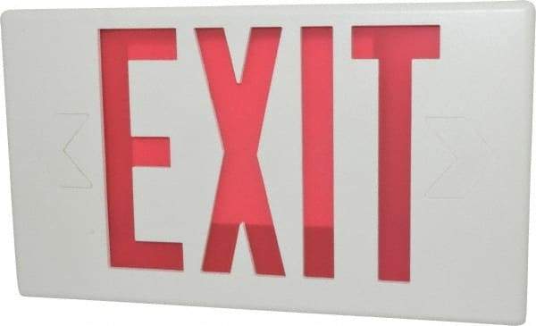 Cooper Lighting - 1 and 2 Face, 0.98, 1.03 Watt, White, Polycarbonate, LED, Illuminated Exit Sign - 120/277 VAC, Nickel Cadmium, Surface Mounted, 13 Inch Long x 2-1/8 Inch Wide x 7-1/2 Inch High - USA Tool & Supply