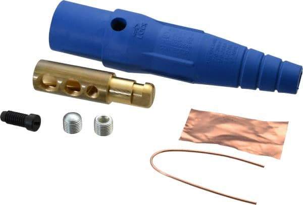Leviton - 3R NEMA Rated, 600 Volt, 300 Amp, 2 to 2/0 AWG, Cam, Double Set Screw, Male Single Pole Plug and Connector - 7.01 Inch Long, Blue - USA Tool & Supply
