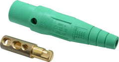 Leviton - 3R NEMA Rated, 600 Volt, 300 Amp, 2 to 2/0 AWG, Cam, Double Set Screw, Male Single Pole Plug and Connector - 7.01 Inch Long, Green - USA Tool & Supply