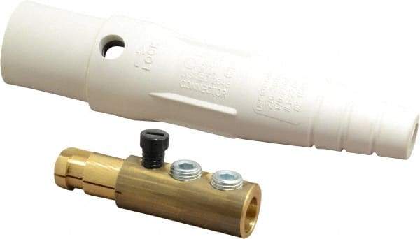 Leviton - 3R NEMA Rated, 600 Volt, 300 Amp, 2 to 2/0 AWG, Cam, Double Set Screw, Male Single Pole Plug and Connector - 7.01 Inch Long, White - USA Tool & Supply