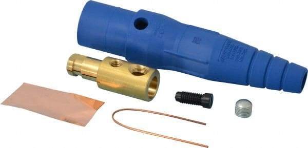 Leviton - 3R NEMA Rated, 600 Volt, 400 Amp, 1/0 to 4/0 AWG, Cam, Single Set Screw, Male Single Pole Plug and Connector - 7.01 Inch Long, Blue - USA Tool & Supply