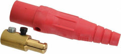 Leviton - 3R NEMA Rated, 600 Volt, 400 Amp, 1/0 to 4/0 AWG, Cam, Single Set Screw, Male Single Pole Plug and Connector - 7.01 Inch Long, Red - USA Tool & Supply