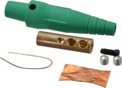 Leviton - 3R NEMA Rated, 600 Volt, 300 Amp, 2 to 2/0 AWG, Cam, Double Set Screw, Female Single Pole Plug and Connector - 6.85 Inch Long, Green - USA Tool & Supply