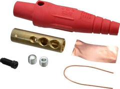 Leviton - 3R NEMA Rated, 600 Volt, 300 Amp, 2 to 2/0 AWG, Cam, Double Set Screw, Female Single Pole Plug and Connector - 6.85 Inch Long, Red - USA Tool & Supply