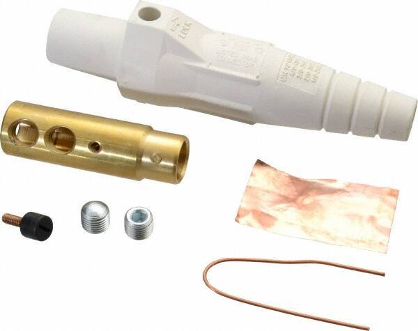 Leviton - 3R NEMA Rated, 600 Volt, 400 Amp, 1/0 to 4/0 AWG, Cam, Double Set Screw, Female Single Pole Plug and Connector - 6.85 Inch Long, White - USA Tool & Supply