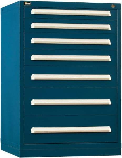 Vidmar - 7 Drawer, Modular Storage Cabinet - Steel, 30" Wide x 27-3/4" Deep x 44" High, Dark Blue - USA Tool & Supply