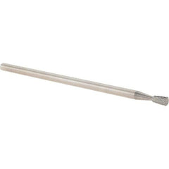 Made in USA - 1/8" Cut Diam, 1/8" Shank Diam, Inverted Cone Head Double Cut Burr - Carbide, 3/16" LOC, 3" OAL - USA Tool & Supply