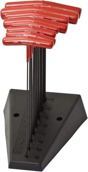 Bondhus - 8 Piece, T-Handle Cushion Grip Hex Key Set - 2 to 10mm Range, Protanium High Torque Steel - USA Tool & Supply