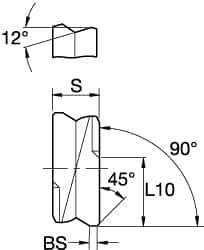Kennametal - SPHX1205 Grade KCPK30 Carbide Milling Insert - TiN/TiCN/Al2O3 Finish, 0.217" Thick, 12mm Inscribed Circle - USA Tool & Supply