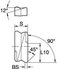 Kennametal - SPHX1205 Grade KCPK30 Carbide Milling Insert - TiN/TiCN/Al2O3 Finish, 0.217" Thick, 12mm Inscribed Circle - USA Tool & Supply
