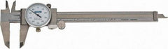 Fowler - 0" to 6" Range, 0.001" Graduation, 0.1" per Revolution, Dial Caliper - White Face, 1.6" Jaw Length, Accurate to 0.0010" - USA Tool & Supply