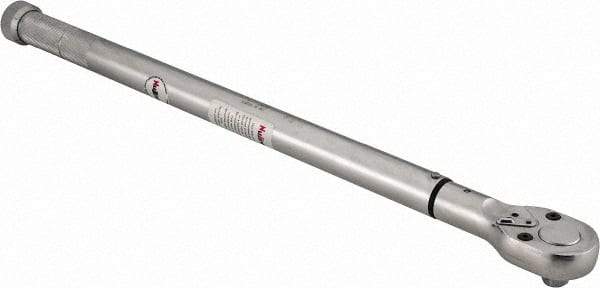 Value Collection - 1/2" Drive Micrometer Type Ratchet Head Torque Wrench - 35 Ft/Lb to 140 Ft/Lb Torque, 21" OAL, 1/2 Ft/Lb Graduation - USA Tool & Supply